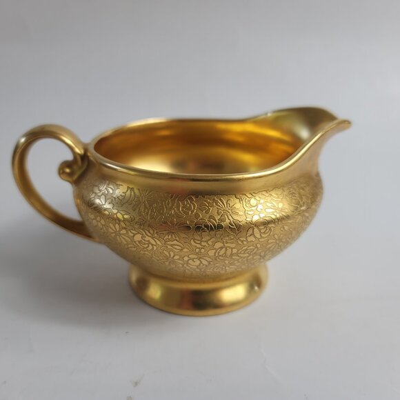 Tirschenreuth Bavaria Gold Encrusted Creamer Rose & Daisy - Picture 2 of 13